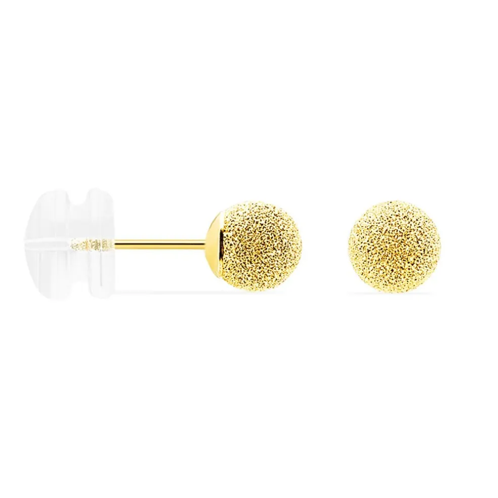 Boucles D'oreilles Puces Fidelia Boule Sablee Or Jaune