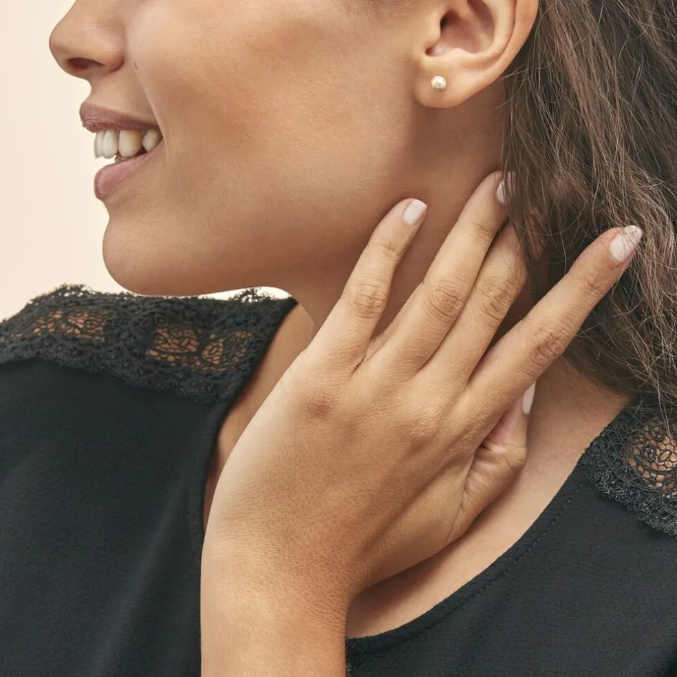 Boucles D'oreilles Puces Fidelia Boule Sablee Or Jaune