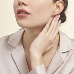 Boucles D'oreilles Puces Fannelle Infini Or Jaune Oxyde De Zirconium