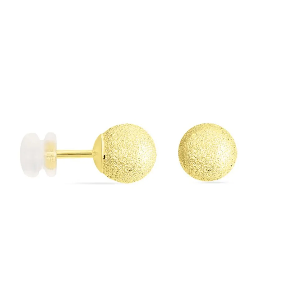 Boucles D'oreilles Puces Fidelia Boule Sablee Or Jaune