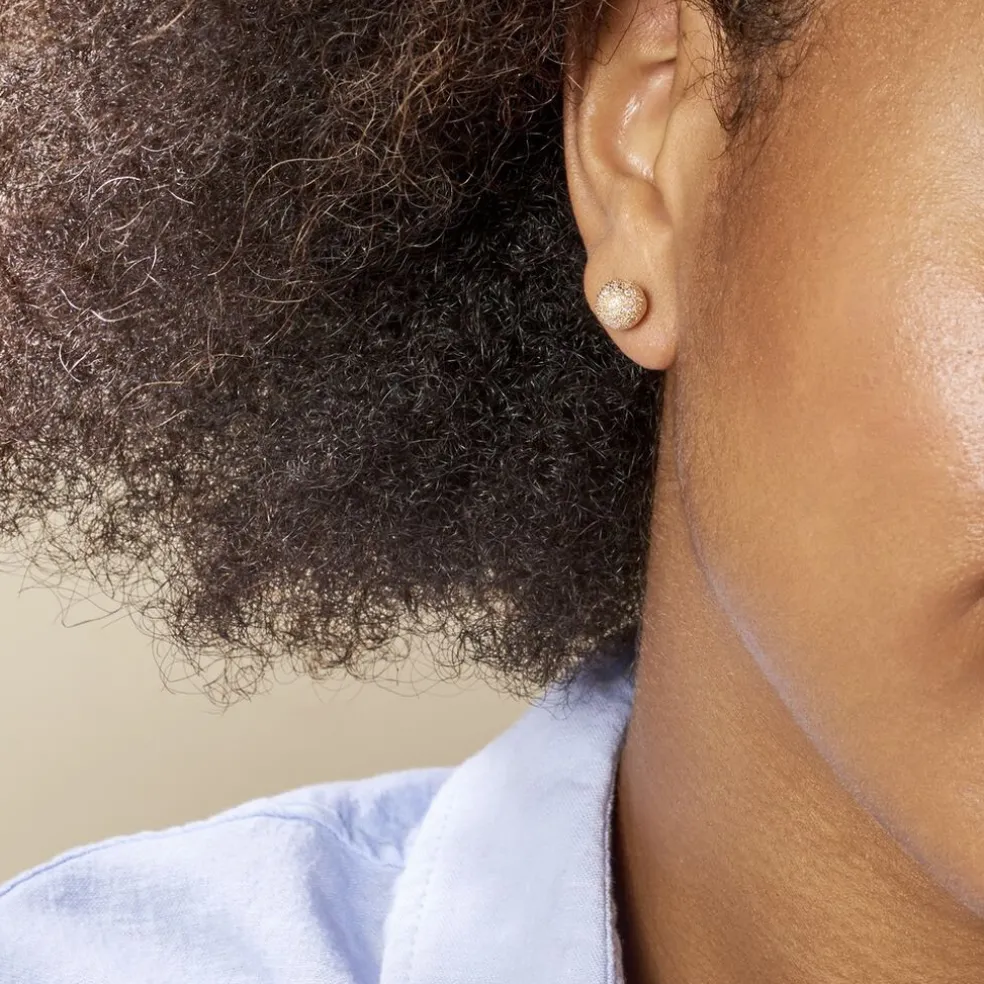 Boucles D'oreilles Puces Fidelia Boule Sablee Or Jaune