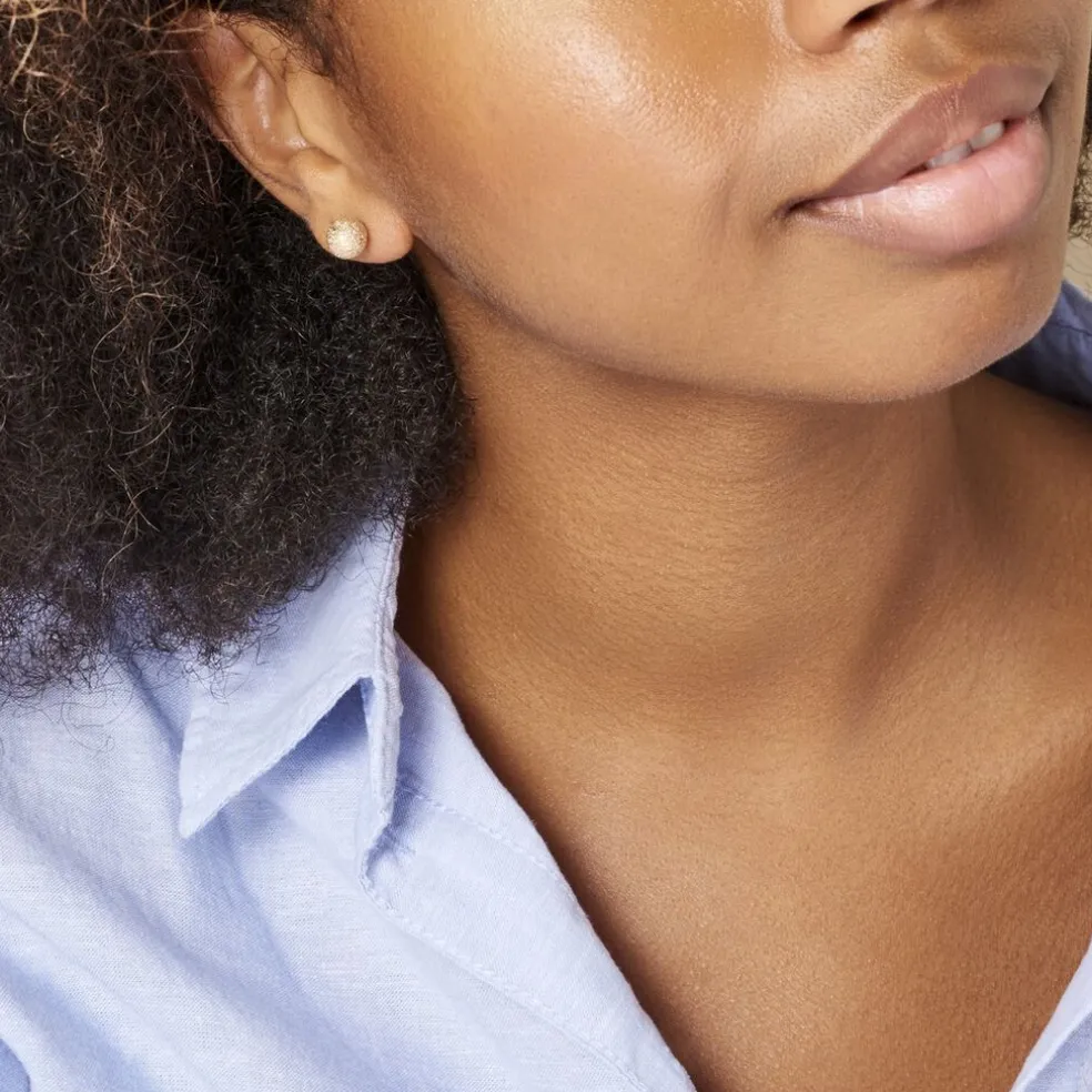 Boucles D'oreilles Puces Fidelia Boule Sablee Or Jaune