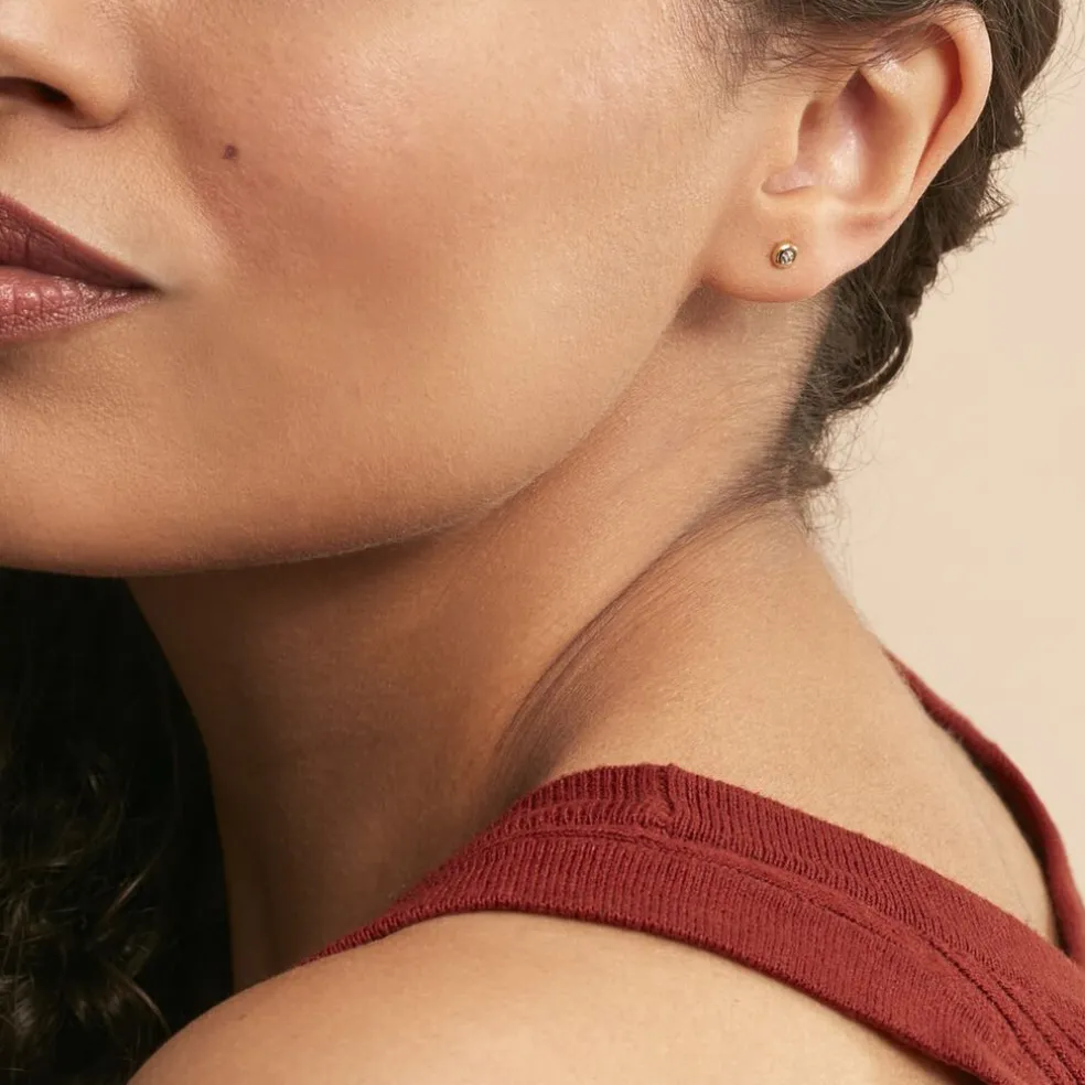Boucles D'oreilles Puces Fatiana Or Jaune Diamant