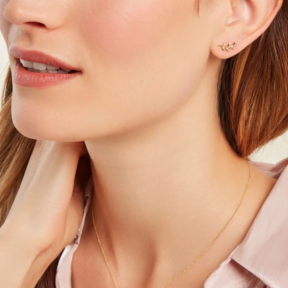 Boucles D'oreilles Puces Foliora Or Jaune