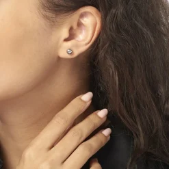 Boucles D'oreilles Puces Fidelia Boule Or Blanc