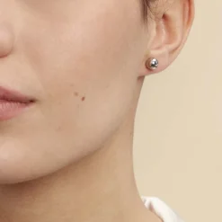 Boucles D'oreilles Puces Fidelia Boule Or Blanc