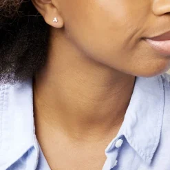 Boucles D'oreilles Puces Fleur Rose Or Jaune