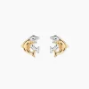Boucles D'oreilles Puces Fulvie Double Dauphins Or Bicolore
