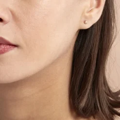 Boucles D'oreilles Puces Fidelia Boule Sablee Or Rose