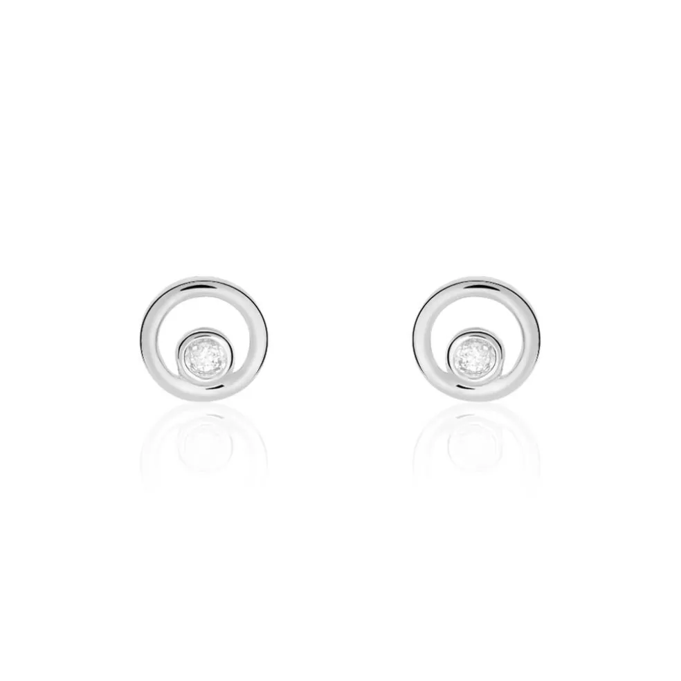 Boucles D'oreilles Puces Fidelia Or Blanc Diamant