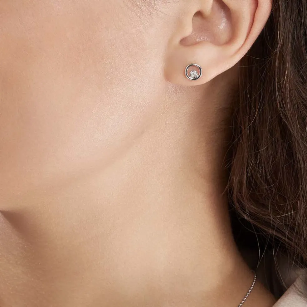 Boucles D'oreilles Puces Fidelia Or Blanc Diamant