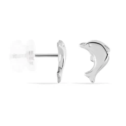 Boucles D'oreilles Puces Fulvie Dauphin 5 Or Blanc
