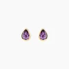 Boucles D'oreilles Puces Fassia Or Jaune Amethyste
