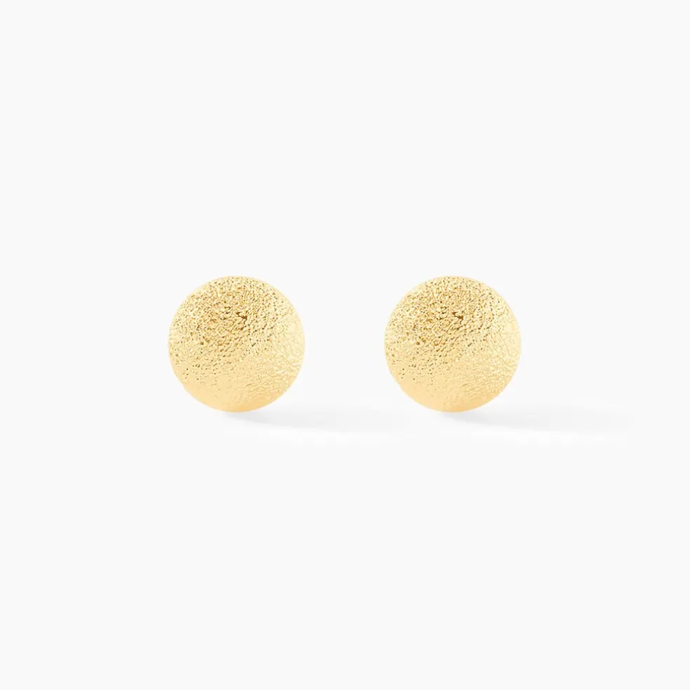 Boucles D'oreilles Puces Fidelia Boule Sablee Or Jaune