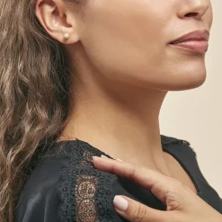 Boucles D'oreilles Puces Fidelia Boule Sablee Or Jaune