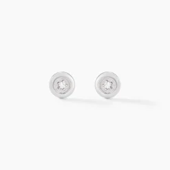 Boucles D'oreilles Puces Fatiana Or Blanc Diamant