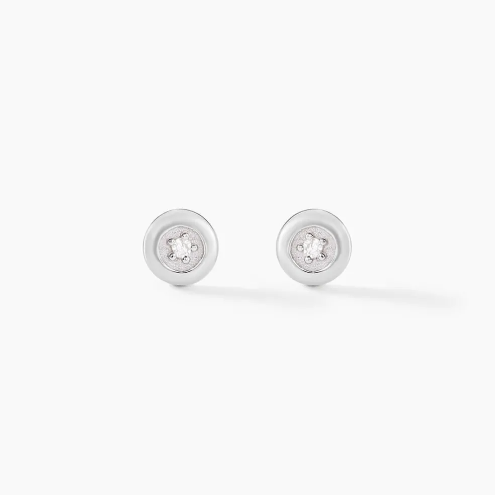 Boucles D'oreilles Puces Fatiana Or Blanc Diamant
