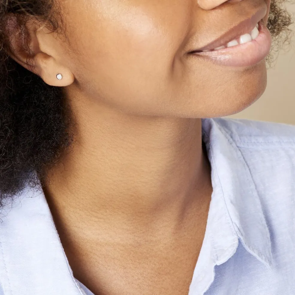 Boucles D'oreilles Puces Fatiana Or Blanc Diamant