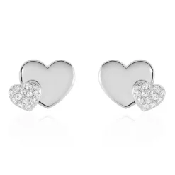 Boucles D'oreilles Puces Flamen Argent Blanc Oxyde De Zirconium
