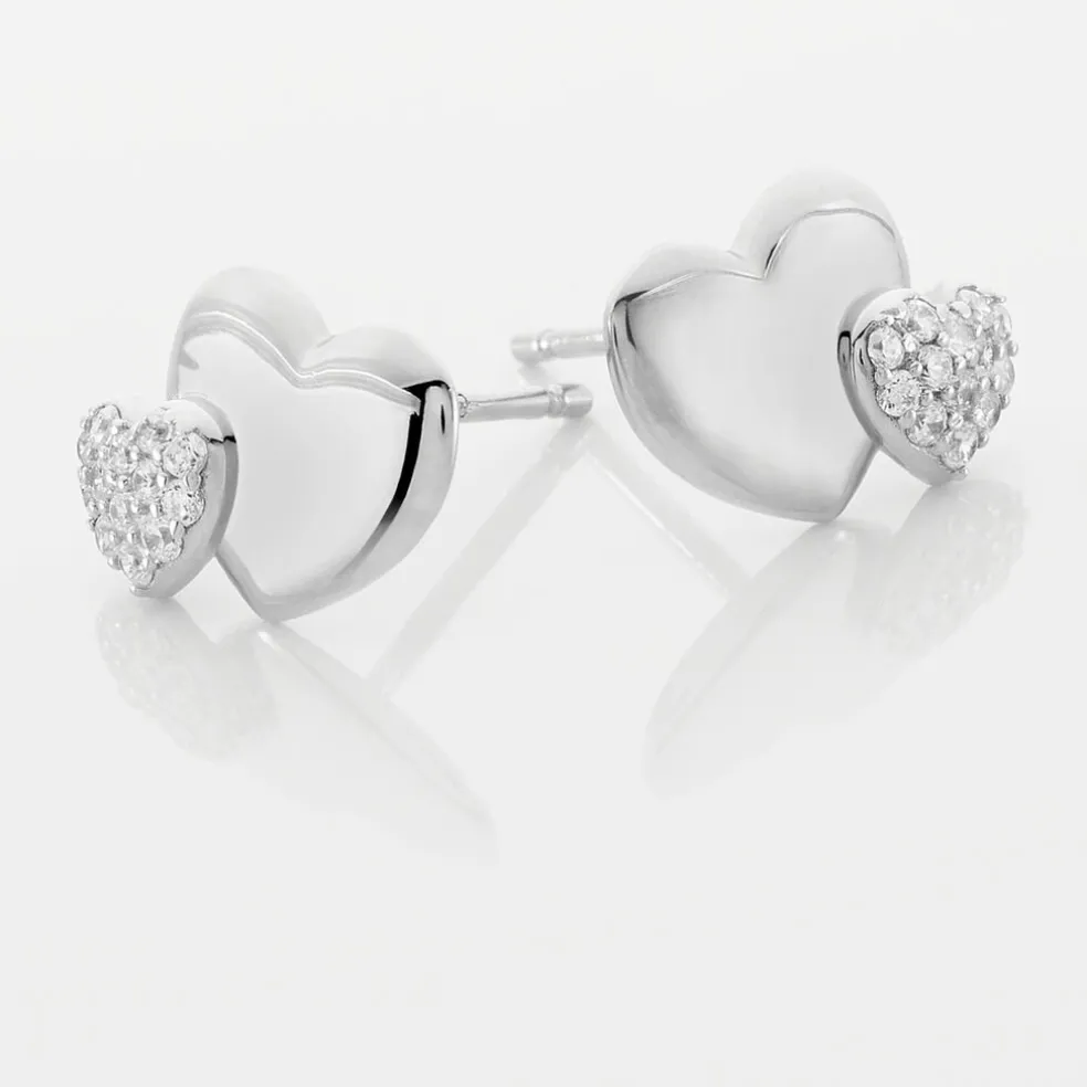 Boucles D'oreilles Puces Flamen Argent Blanc Oxyde De Zirconium