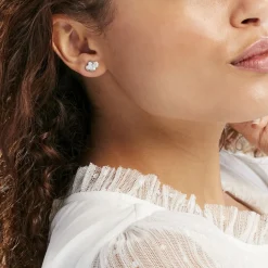 Boucles D'oreilles Puces Flamen Argent Blanc Oxyde De Zirconium