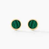 Boucles D'oreilles Puces Florica Or Jaune Malachite