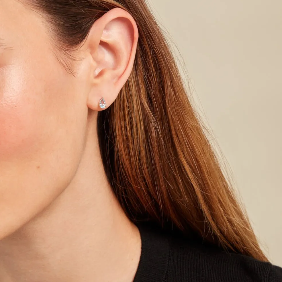 Boucles D'oreilles Puces Goutte Or Jaune Topaze