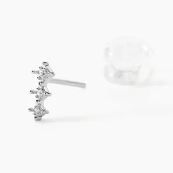 Boucles D'oreilles Puces Ganesha Or Blanc Diamant