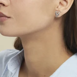 Boucles D'oreilles Puces Glorya Argent Blanc Oxyde De Zirconium