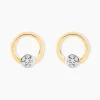 Boucles D'oreilles Puces Gisa Jaune Diamant Blanc