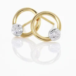 Boucles D'oreilles Puces Gisa Jaune Diamant Blanc