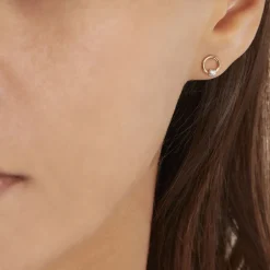 Boucles D'oreilles Puces Gisa Jaune Diamant Blanc