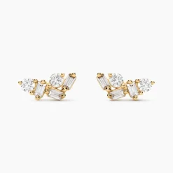 Boucles D'oreilles Puces Gemariah Or Jaune Diamant Synthétique