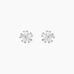 Boucles D'oreilles Puces Gisabel Argent Blanc Oxyde De Zirconium