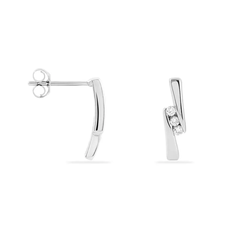 Boucles D'oreilles Puces Galya Or Blanc Diamant
