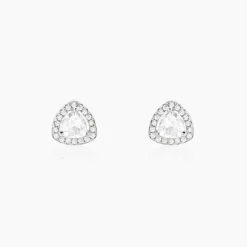 Boucles D'oreilles Puces Gorka Argent Blanc Oxyde De Zirconium