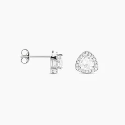 Boucles D'oreilles Puces Gorka Argent Blanc Oxyde De Zirconium