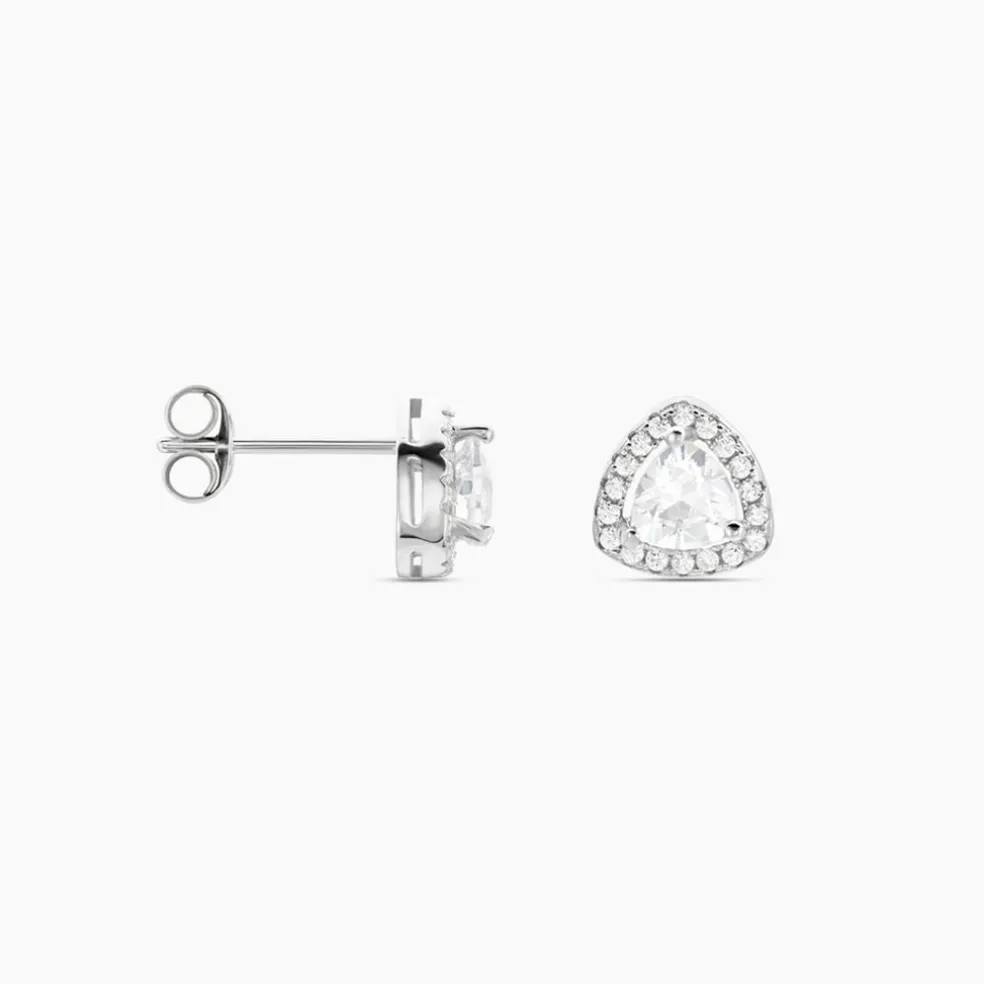 Boucles D'oreilles Puces Gorka Argent Blanc Oxyde De Zirconium