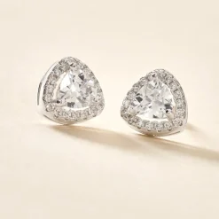 Boucles D'oreilles Puces Gorka Argent Blanc Oxyde De Zirconium