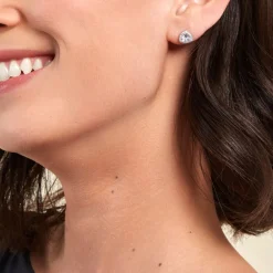 Boucles D'oreilles Puces Gorka Argent Blanc Oxyde De Zirconium