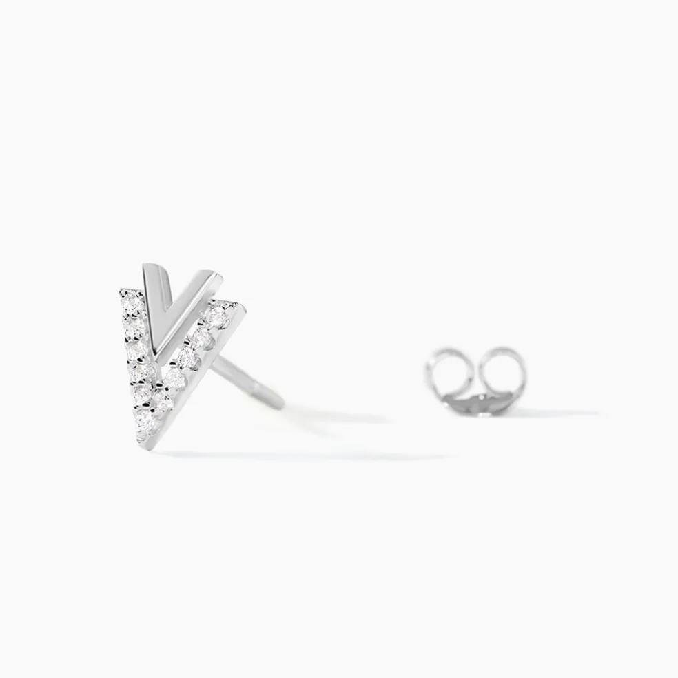 Boucles D'oreilles Puces Guenolee Argent Blanc Oxyde De Zirconium