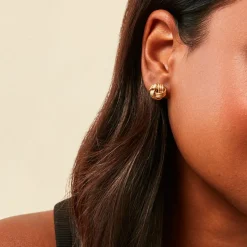 Boucles D'Oreilles Puces Ganesh Or Jaune