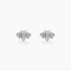 Boucles D'oreilles Puces Honey Argent Blanc