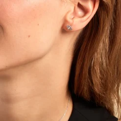 Boucles D'oreilles Puces Honey Argent Blanc