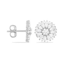 Boucles D'oreilles Puces Hyelana Argent Blanc Oxyde De Zirconium
