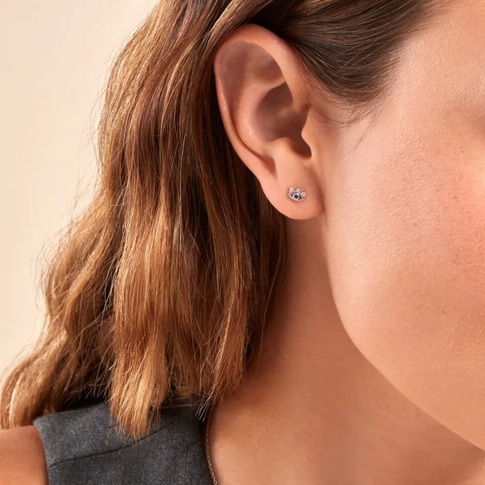 Boucles D'oreilles Puces Hina Argent Blanc Oxyde De Zirconium