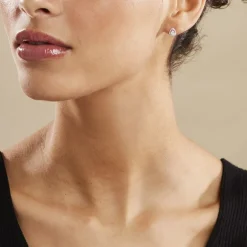Boucles D'oreilles Puces Hildana Or Blanc Oxyde De Zirconium