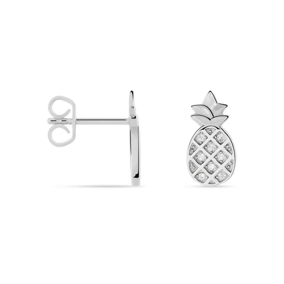 Boucles D'oreilles Puces Harold Argent Blanc Oxyde De Zirconium