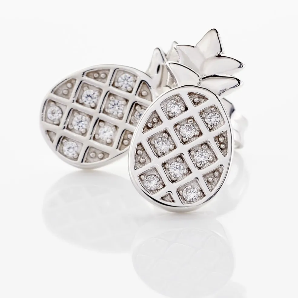 Boucles D'oreilles Puces Harold Argent Blanc Oxyde De Zirconium