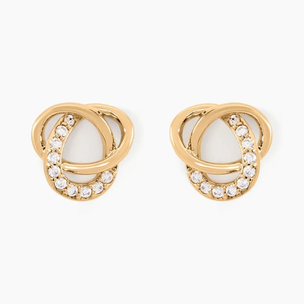 Boucles D'oreilles Puces Henia Plaqué Or Jaune Oxyde De Zirconium